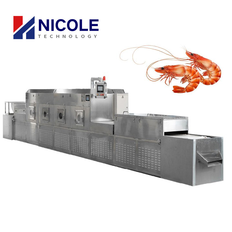 Cheap Big Capacity Microwave Tunnel Dryer PLC Control For Shrimp / Prawn for sale