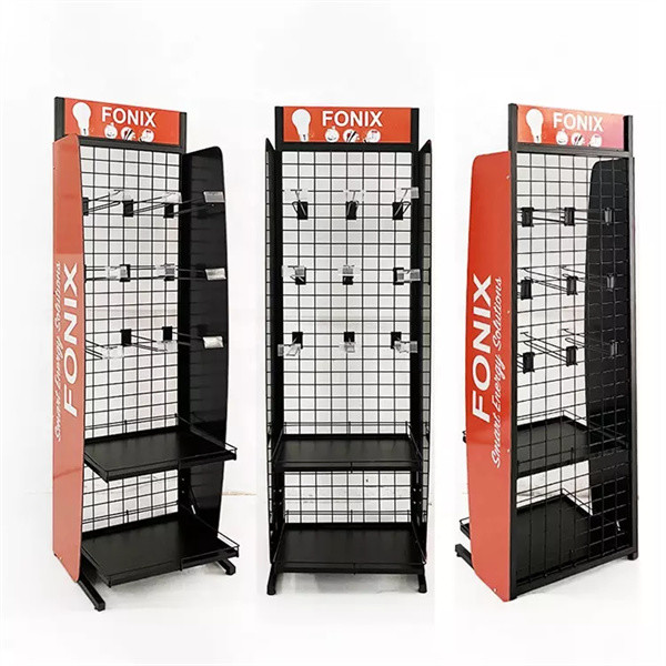 Cheap Supermarket  perforated metal display stand rack with hooks  and price holder underwear snack earring display racks for sale