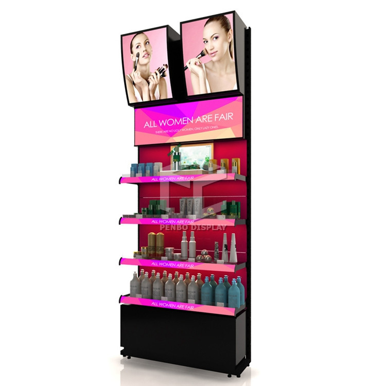 Cheap 16mm MDF Free Standing Skin Care Display For Shop Monomer Design for sale