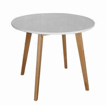 Cheap White wooden dining table, made of oak legs, customized styles and sizes are accepted  for sale