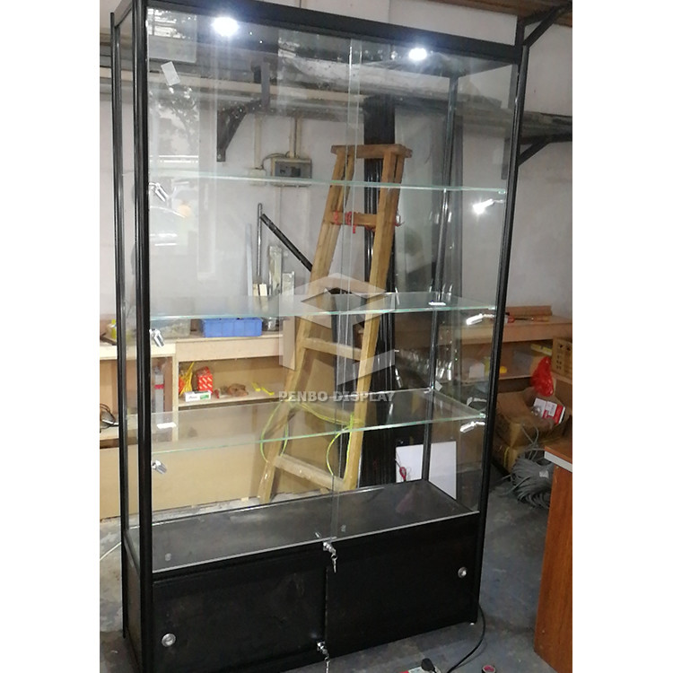 Cheap Aluminum Glass Display Showcase Brushed Store Display Cabinet for sale