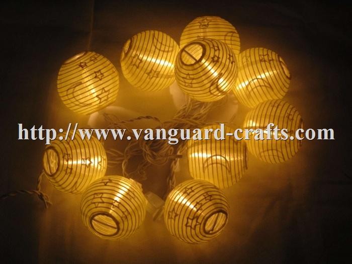 Cheap christmas printed nylon lanterns LED decoration string lights christmas lantern lights for sale