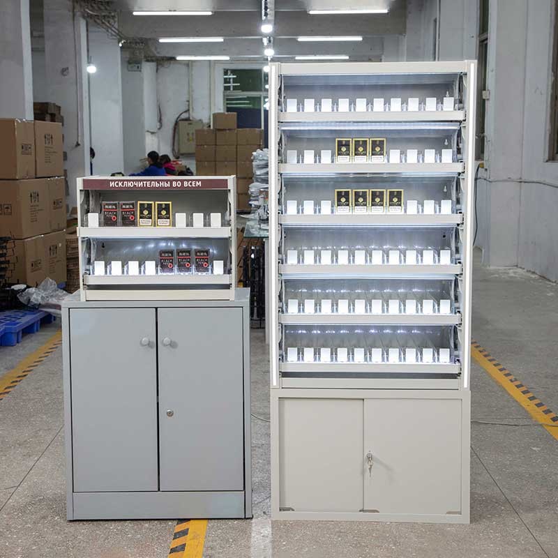 Cheap Satom high-end Custom ABS Cigarette Cabinet Display Shelf Unit Cigarette Pusher For Smoke Shops for sale