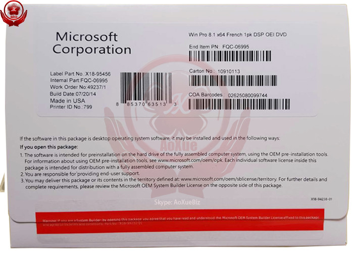 Cheap Original 32/64 bit Windows 8.1 Pro OEM one DVD & Key Code License for sale