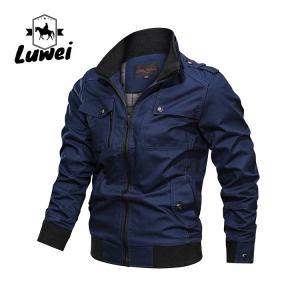 Windcheater Giacca Cotton Thin Fall Top Abrigos Hombre Utility Long Sleeve Oversize Solid Color Jacket with Zipper