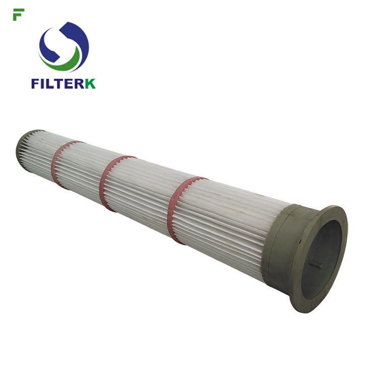 Cheap Rubber Cap Pleated Filter Bags High Efficiency 153 * 2000mm Diameter For Cement for sale