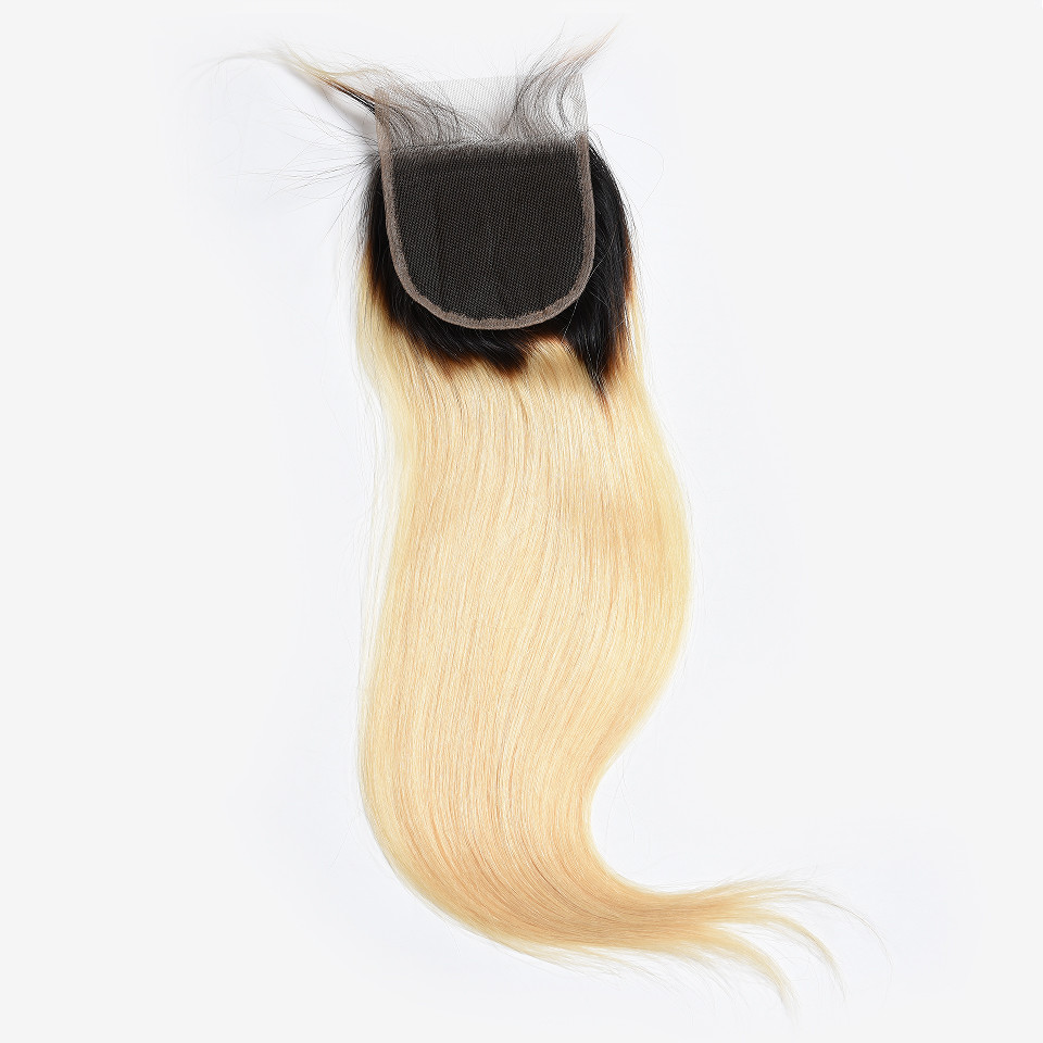 Cheap 4x4 Brazilian Hair Lace Closure Straight 1b/613 Color 9a Grade 100% Pure Human Hair for sale