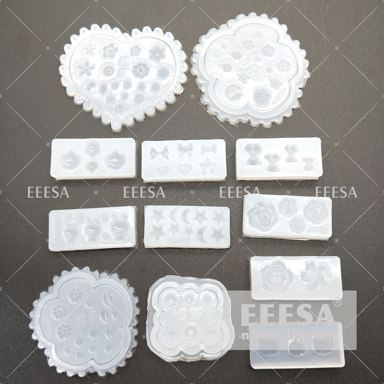 Cheap 12 Designs Nails Beauty Silicone Mould For 3D Art Nails Sculpting Tool Form for sale