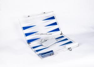 Cheap Blue White Triangle color Luxury Transparent Acrylic Lucite Backgammon Sets for sale
