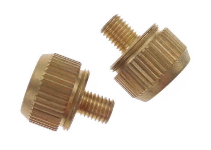 Cheap Golden Brass Machining Metal Parts Knurled Head Push Button Nut M6 for Electronics for sale