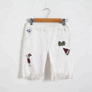 Cheap Summer Embroidered Girls Denim Clothes , Girl Jeans Short Pants Fashion Design for sale