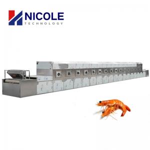 Cheap Big Capacity Microwave Tunnel Dryer PLC Control For Shrimp / Prawn for sale
