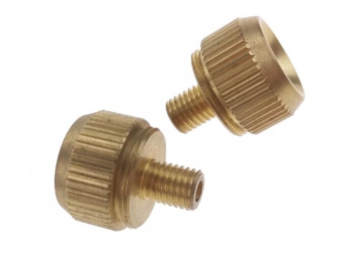 Cheap Golden Brass Machining Metal Parts Knurled Head Push Button Nut M6 for Electronics for sale