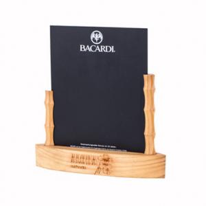 Cheap Rewriteable Blackboard Laser Logo Nature Wood Table Top Menu Holders for sale