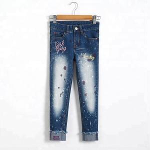 Cheap Slim Fit Kids Denim Clothes Children Jeans Pant Color Print Embroidered for sale