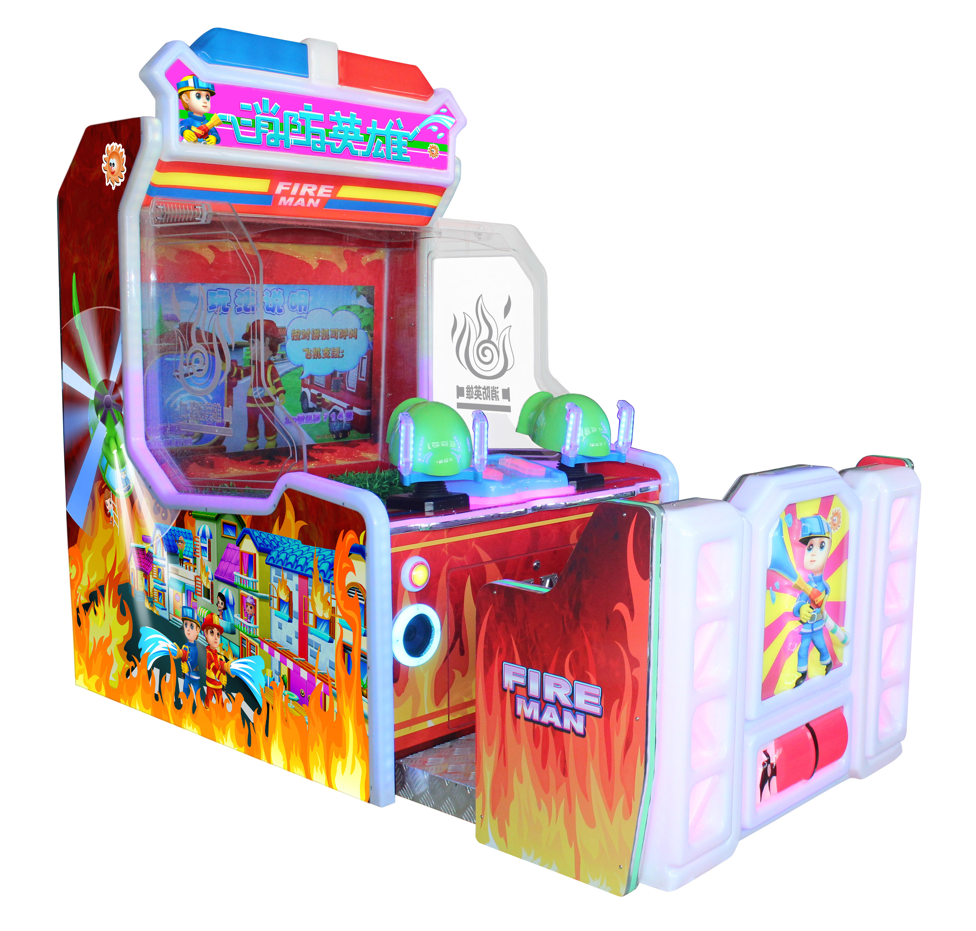Cheap Fire Man Water Shooting Game Coin Operated Arcade Machines Wooden Material for sale