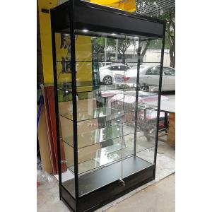 Cheap OEM Lockable Aluminum Frame Glass Display Showcase Cabinet With T5 LED Lights for sale