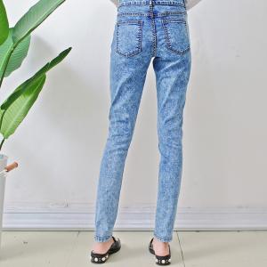 Cheap Size10-12-14-16-18 damaged patch women woven denim slim jeans for sale