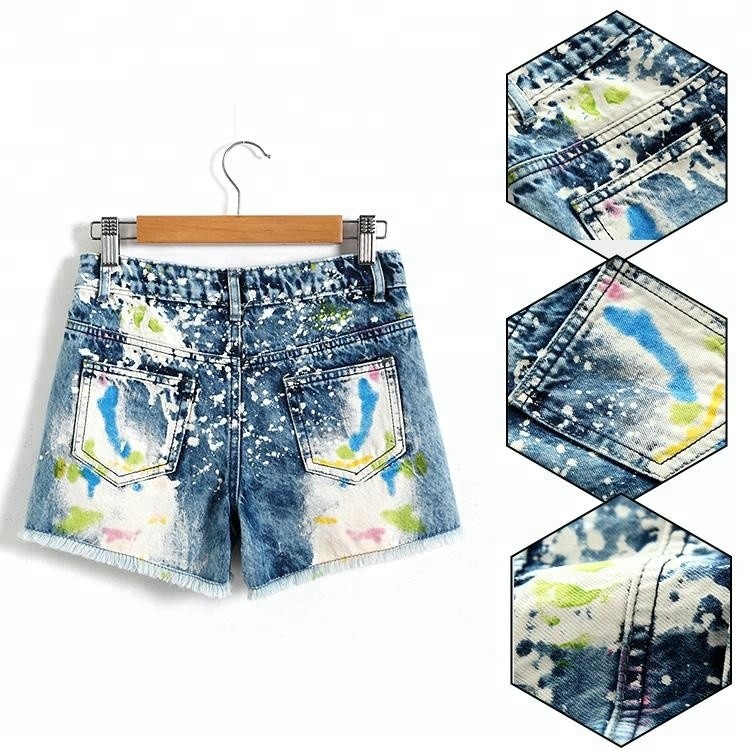 Cheap Adjustable Waist Children's Denim Shorts , Spring / Summer Little Girl Jeans Shorts for sale