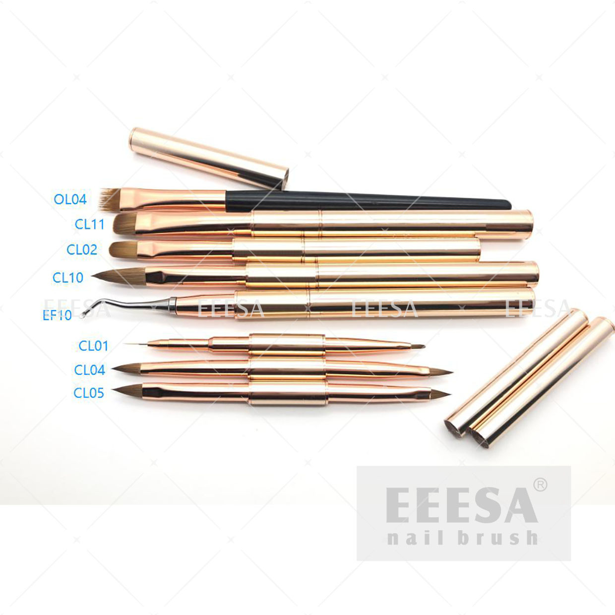 Cheap Twin Head Nail Brush Set Full Collection Gradient  Rose Gold Color for sale
