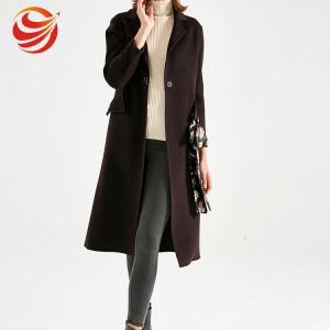 Cheap Luxury Elegant Fitted Woolen Womens Long Winter Jackets With Printed Belt for sale