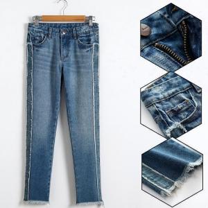 Cheap Children Girls Denim Clothes Grinding Trendy Trousers Med Blue Color for sale