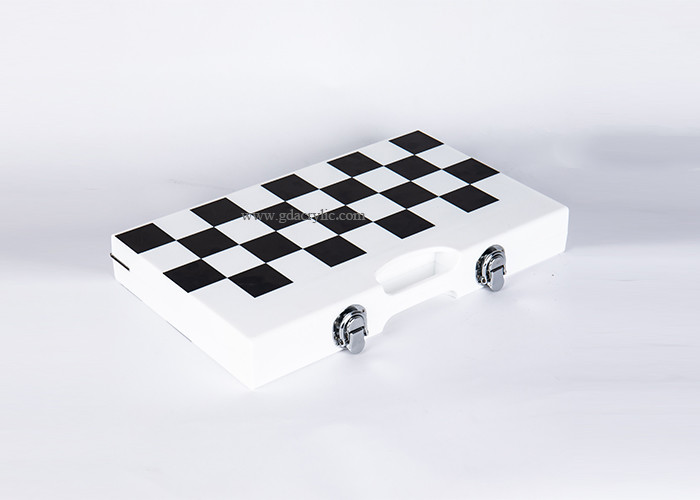 Cheap Black Gray Triangle Color Dual-purpose Chess Box White Acrylic Lucite Backgammon Sets for sale