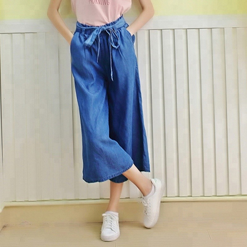 Cheap Mid Waist Bell Bottomed Denim Pants for Woman for sale