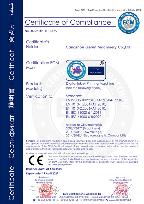 Cangzhou Gerun Machinery Co.,Ltd Certifications
