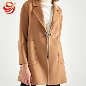 Cheap Formal Single Breasted Winter Camel Wool Coat For Ladies Fashion Style for sale