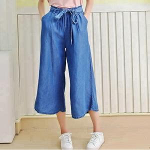 Cheap 100% Lyocell new designs photos wide leg ladies pants women bell-bottom jeans for sale