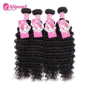 Cheap Brazilian Virgin Remy Hair 4 Bundles Deep Wave , 8A Curly Hair Bundle Deals for sale