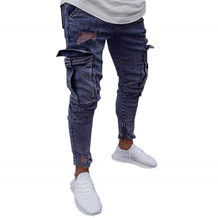 Cheap Clothing High Quality Denim Cargo Pants Men Latest Design Denim Jeans Pants for sale