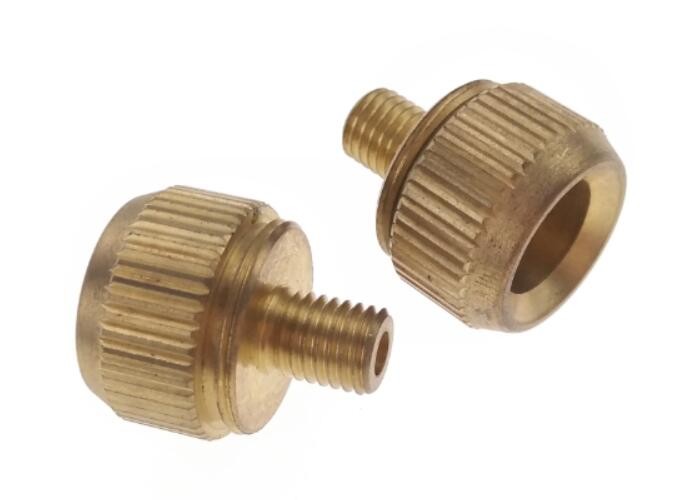 Golden Brass Machining Metal Parts Knurled Head Push Button Nut M6 for