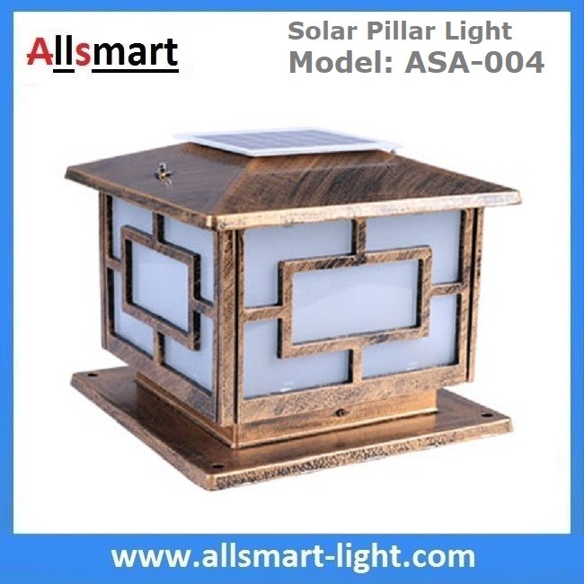 Cheap Square Aluminum Solar Pillar Lights Bronze Lampshade Solar Brick Column Post Lamp Solar Welcome Lighting China Factory for sale
