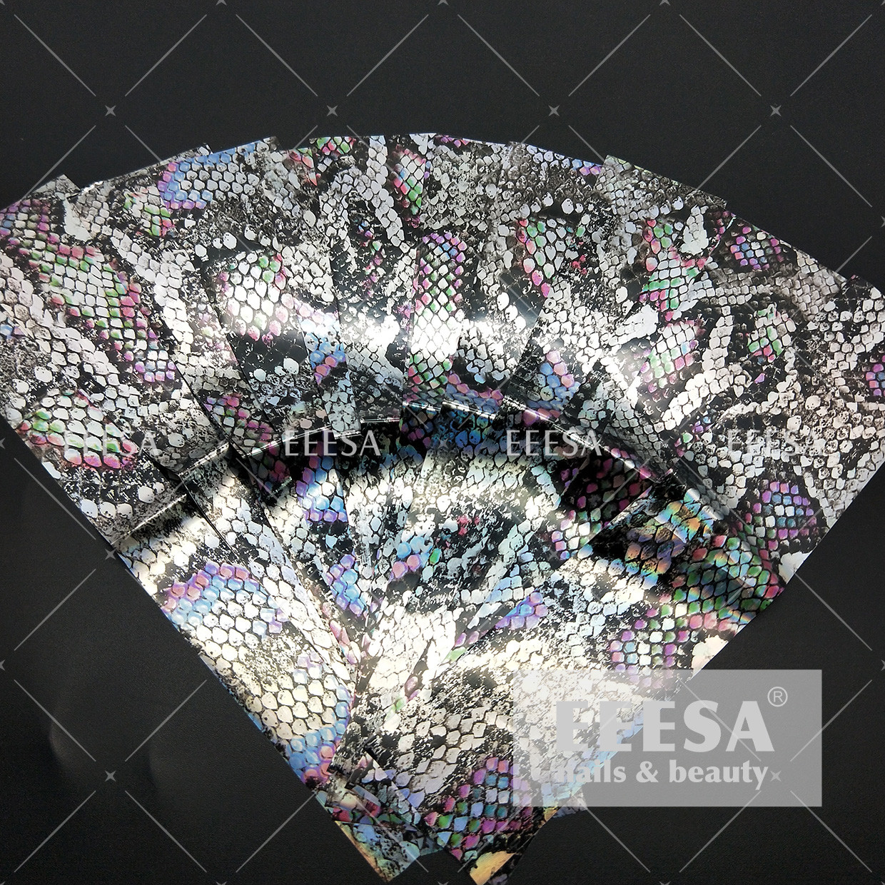 Cheap Heat Transfer Printing 	Nail Art Decorations Holographic Laser Snake Skin Flower for sale