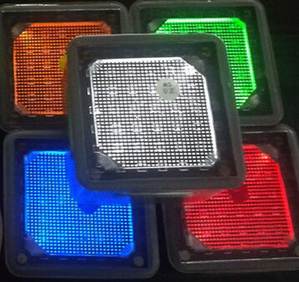 Cheap 4x4'' square white blue green yellow red Solar landscaping paver brick lights stainless steel pathway lights for sale