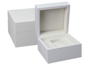 Cheap Custom White Wooden Watch Box PU Inside Material For Twist Watch Storage for sale
