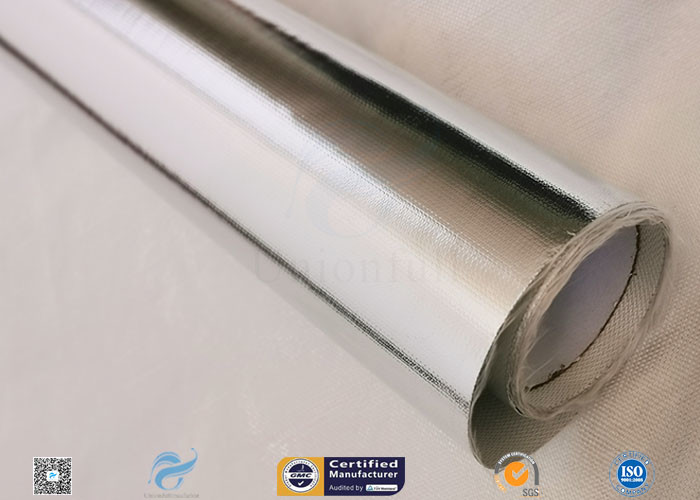 Cheap 0.45mm Thick 13oz Silver Coated Fabric With Aluminium Foil For Facing for sale