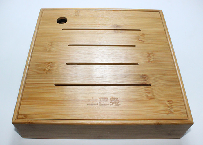 Cheap Custom Square Gift Packaging Bamboo Display Box, Wooden Tea Storage Box With 4 Compartments And Lids for sale