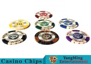 Cheap 14g Custom Clay Poker Chips With Mette Sticker 3.4mm Thickness for sale
