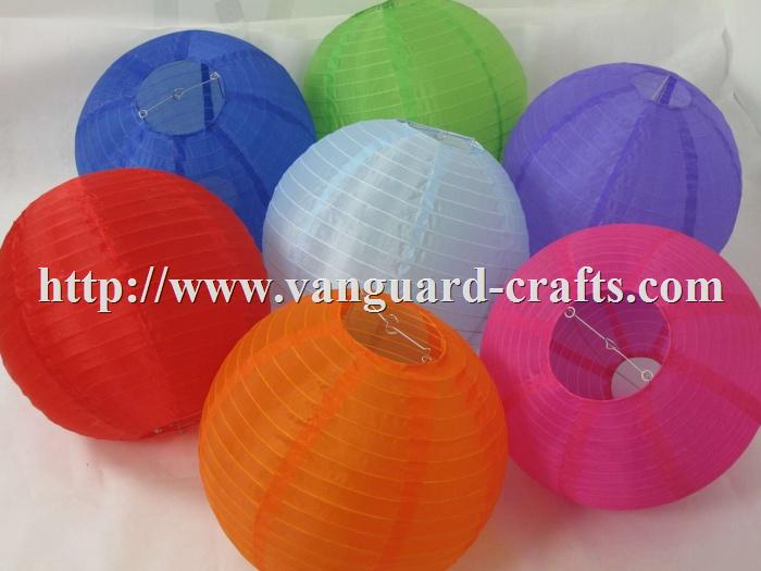 Cheap Round nylon lantern even ribbing solid colour round lantern fabric lantern chinese lantern for sale