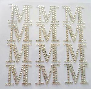 Cheap M Letter alphabet acrylic sticker rhinestone sticker for wedding/crafts for sale