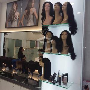 Cheap 10mm Tempered Glass Wig Display Case OEM With Store Interior Design for sale
