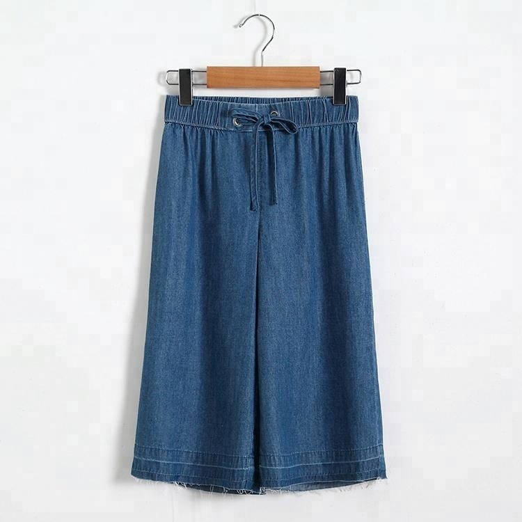 Cheap Adjustable Waist Size Kids Denim Clothes Wide Leg Shorts For Girls for sale