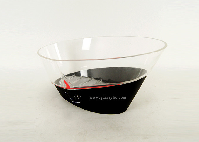 Cheap Engraving Logo Black Clear Storage Display Acrylic Oval Ice Bucket with stand for sale