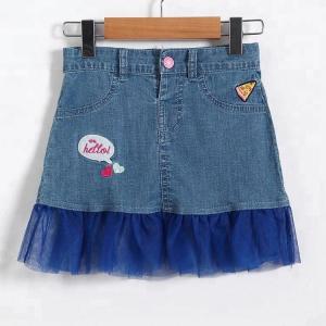 Cheap Adjustable Mini Baby Girls Short Denim Skirt Embroidered Customized for sale