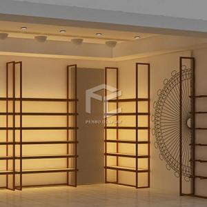 Cheap MDF Shoe Rack Display Showroom Interior Design Customized Color for sale
