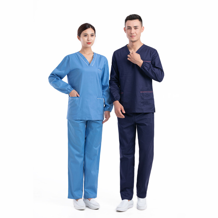 China Blue Medical Scrub Suit Long Sleeve XS-3XL Industrial,Healthcare Center on sale