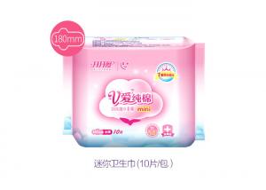 Cheap Menstrual Period Pure Cotton Sanitary Napkin , 180mm All Cotton Feminine Pads for sale
